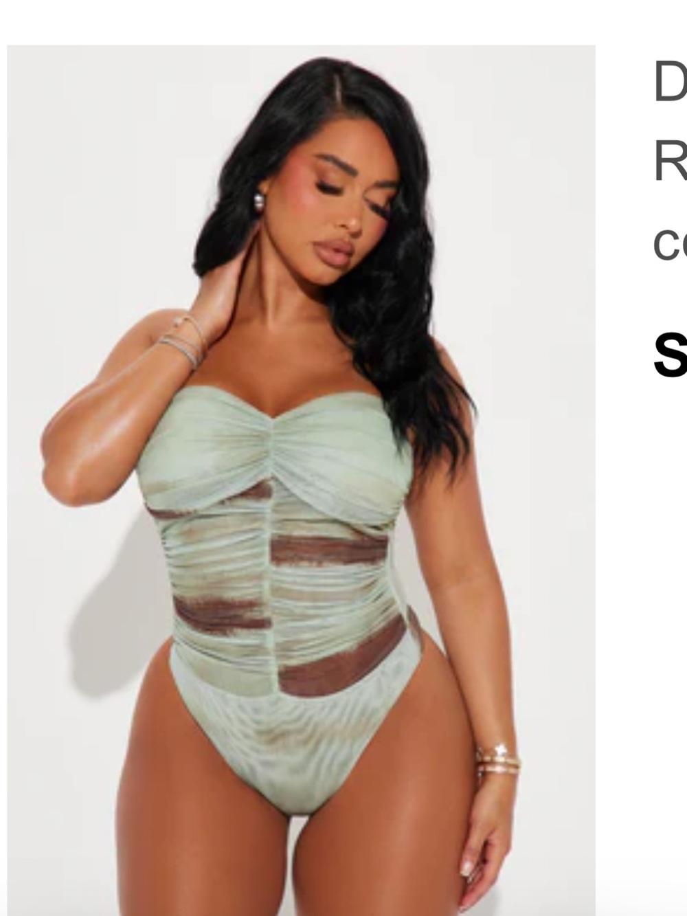Sage Ruched Mesh Cutout One-Piece Swimsuit